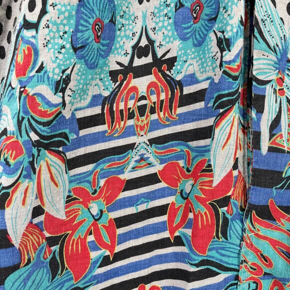 Floral Linen Pull On True Harem Pants Womens Size Medium With Pockets - Picture 3 of 4